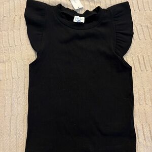 Black Francesca's Ruffle Sleeve Tank Top